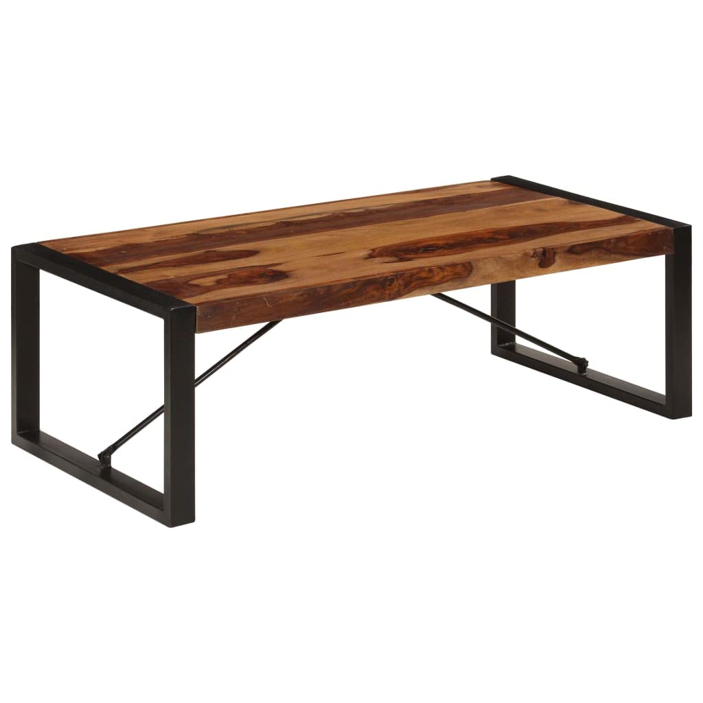 Solid Sheesham Wood Coffee Table with Steel Legs W8576