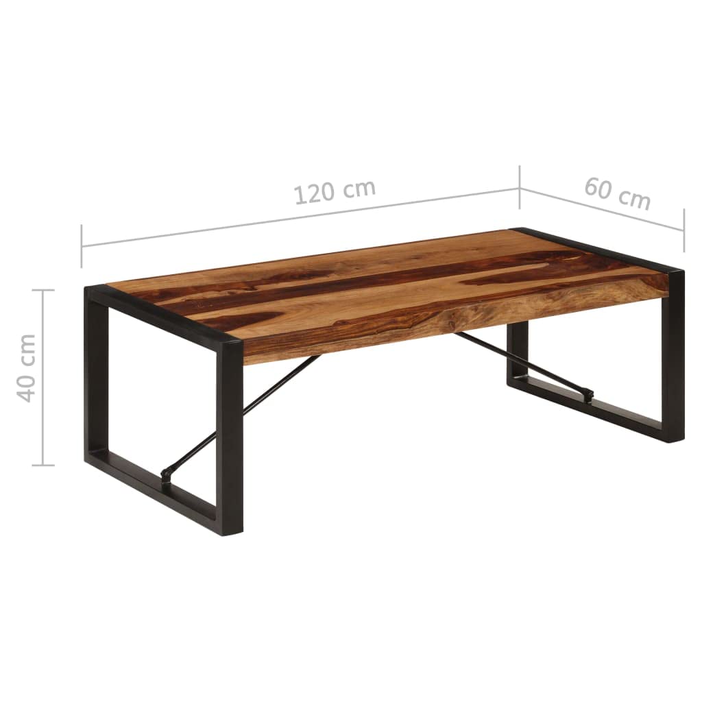 Solid Sheesham Wood Coffee Table with Steel Legs W8576