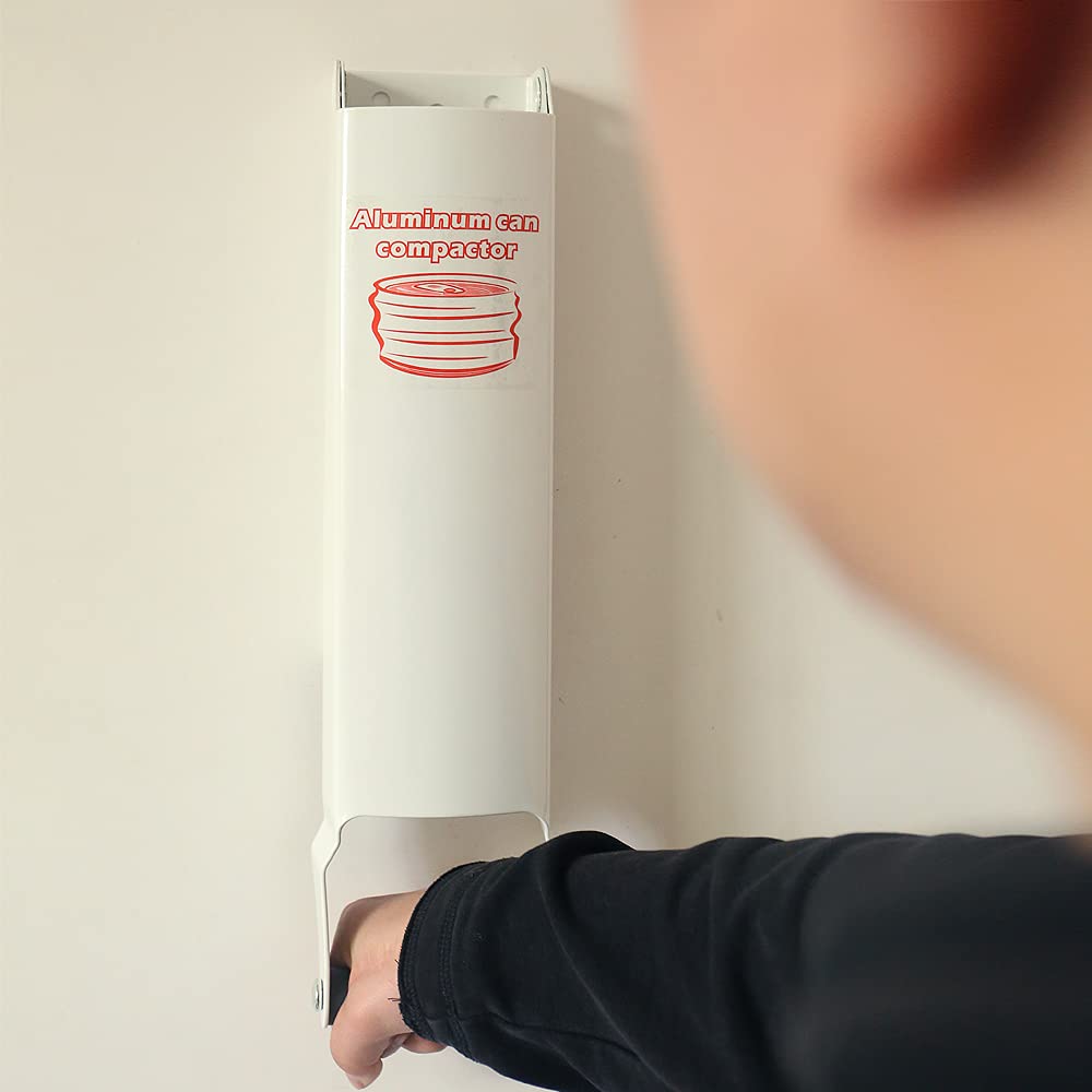 White Wall-Mounted Aluminum Can Crusher F228356