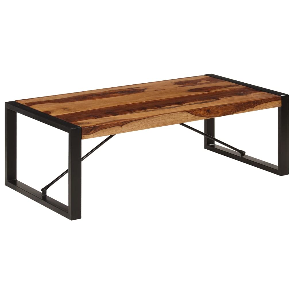 Solid Sheesham Wood Coffee Table with Steel Legs W8576