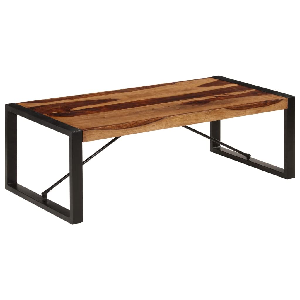 Solid Sheesham Wood Coffee Table with Steel Legs W8576