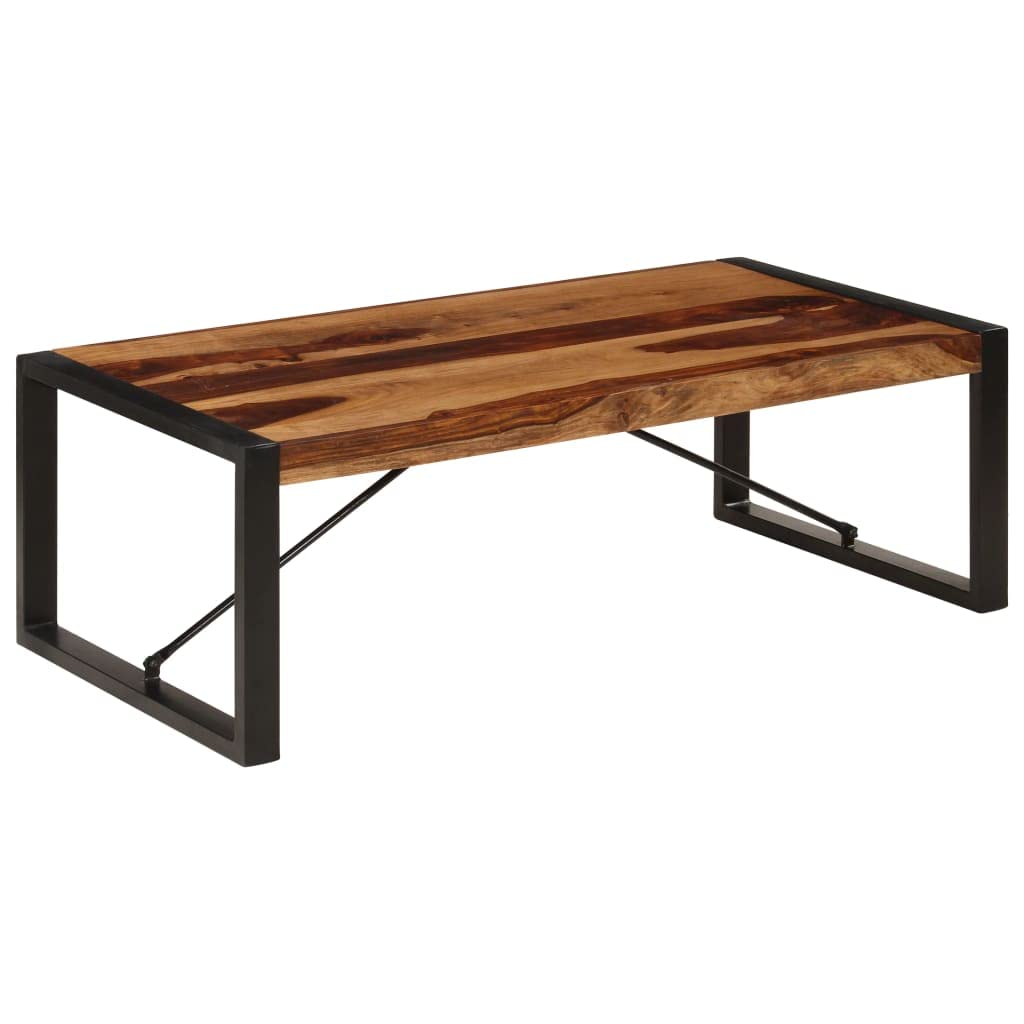 Solid Sheesham Wood Coffee Table with Steel Legs W8576