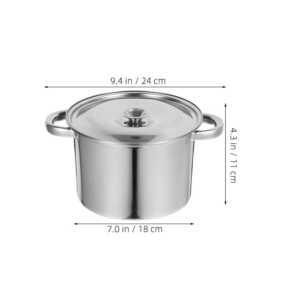 Stainless Steel Double Handle Soup Pot with Lid V589257