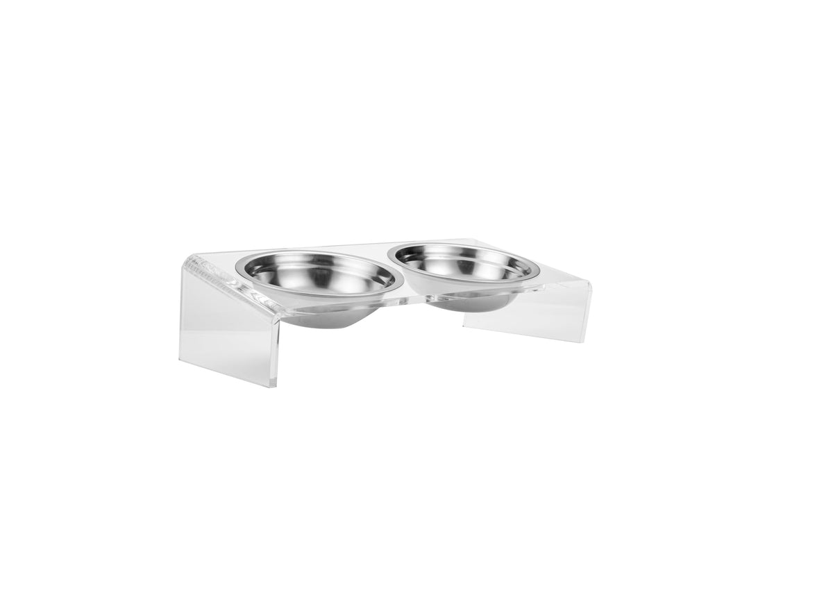 Elevated Cat & Dog Bowls Stand with 2 Stainless Steel Dishes T842040