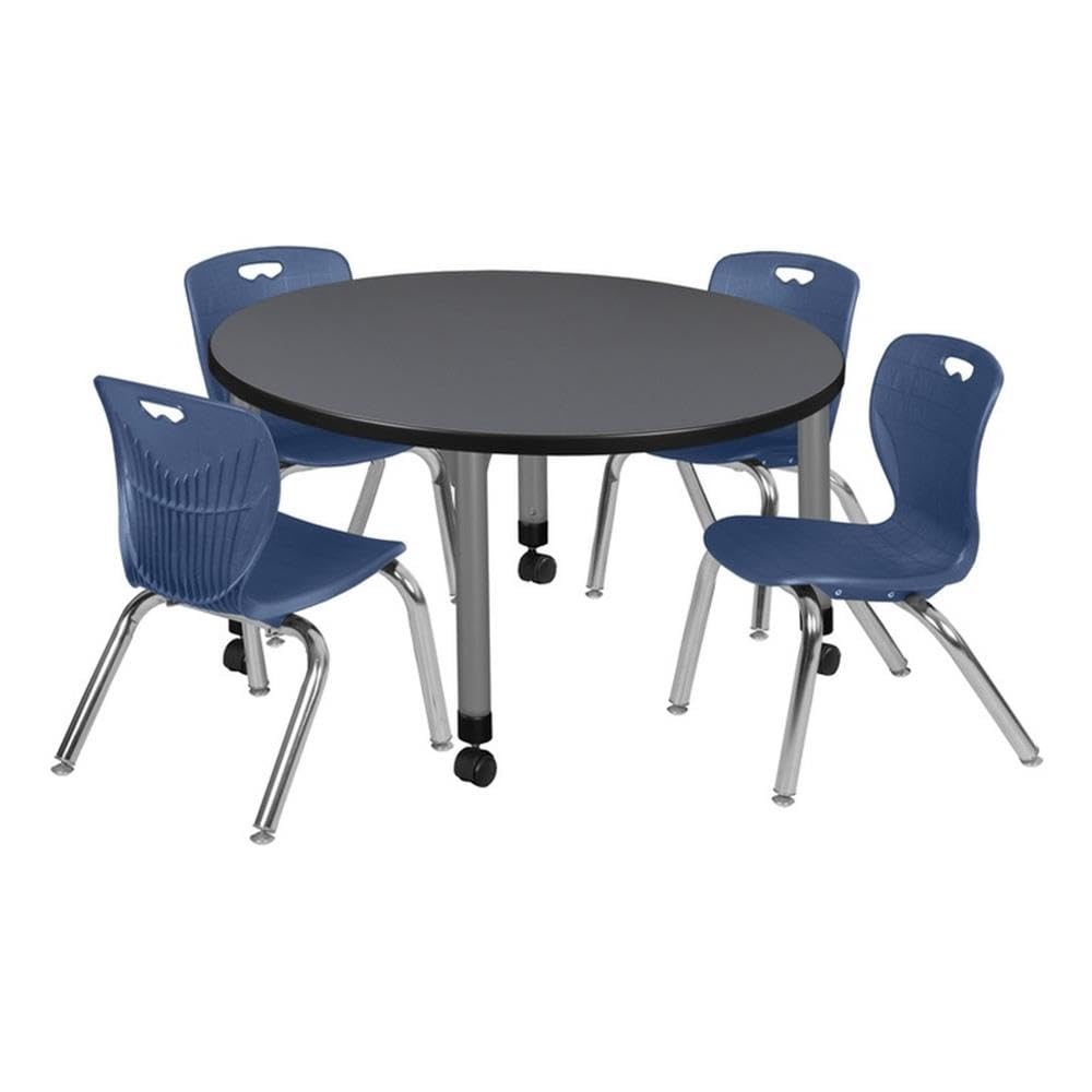 36" Round Mobile Classroom Table with 4 Stackable Chairs F622