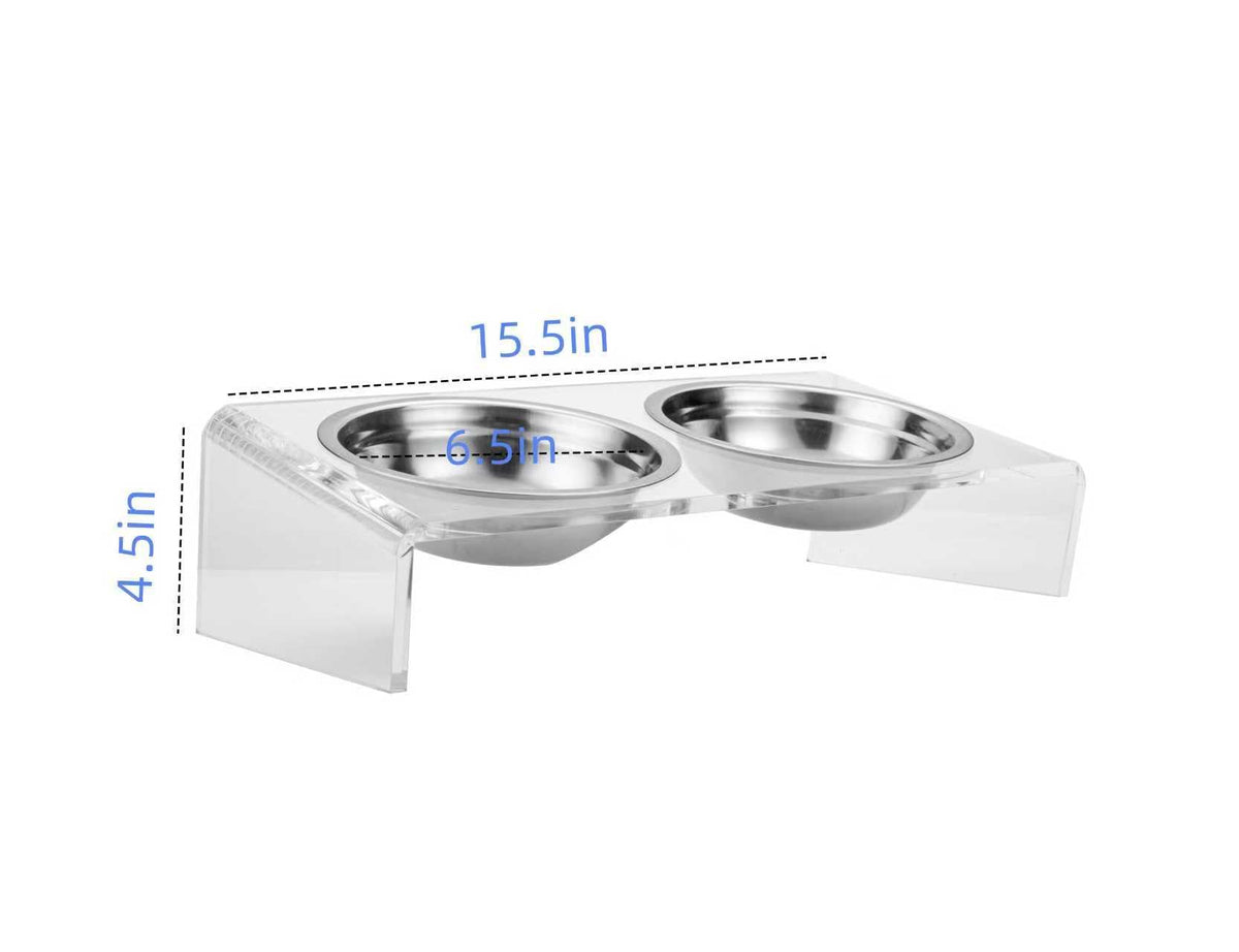 Elevated Cat & Dog Bowls Stand with 2 Stainless Steel Dishes T842040