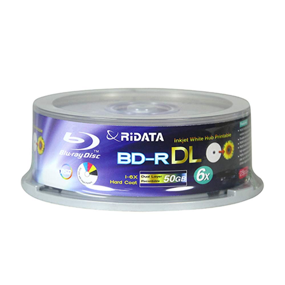 100 Pack BD-R DL Dual Layer 6X 50GB White Inkjet Printable Disc Q1654