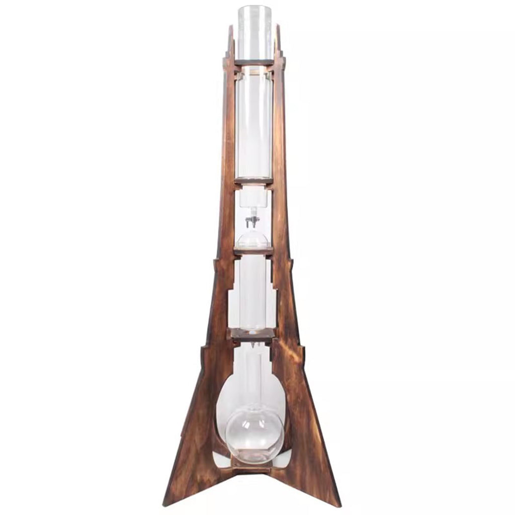 Ice Drip Coffee Maker with Wooden Frame and Glassware Q863