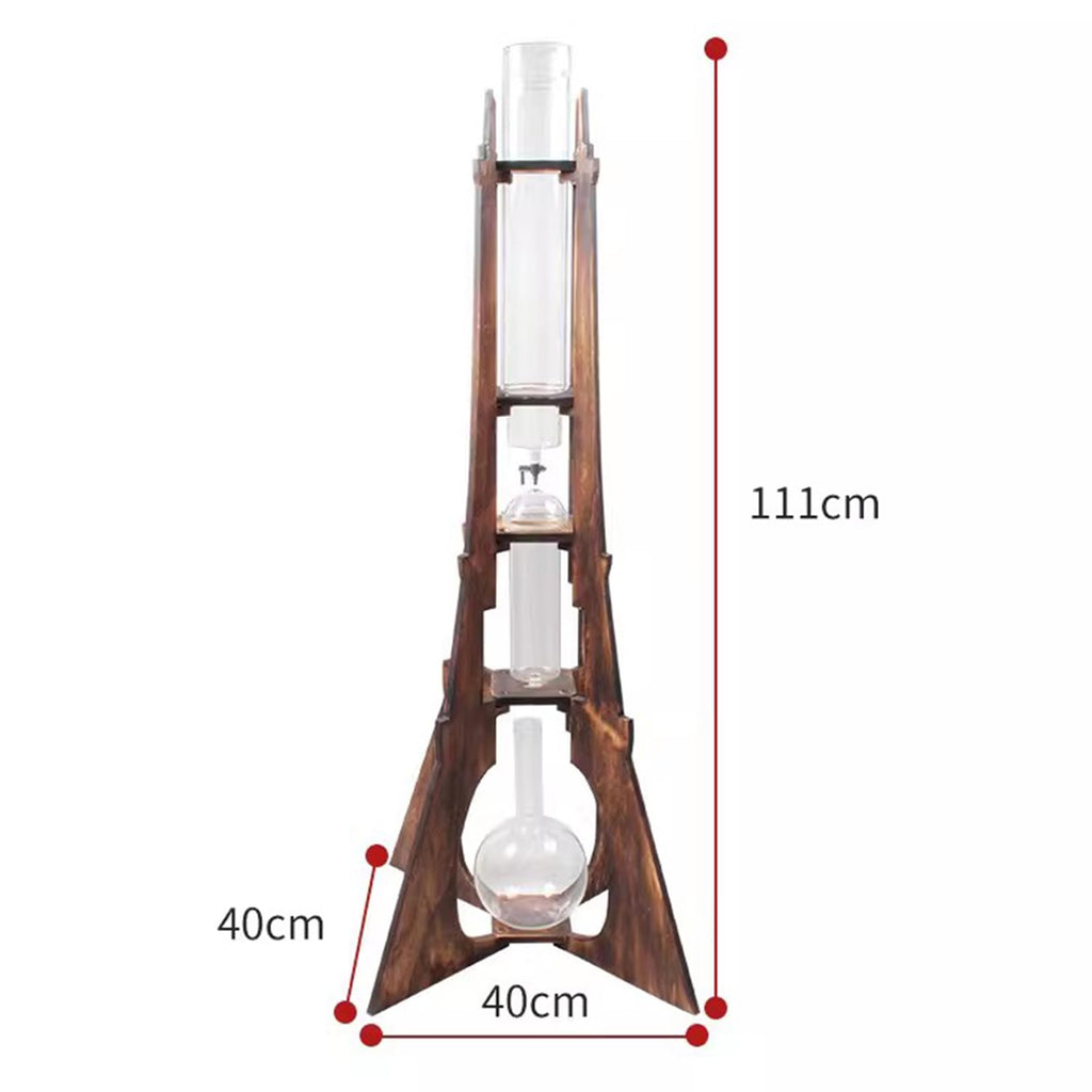 Ice Drip Coffee Maker with Wooden Frame and Glassware Q863