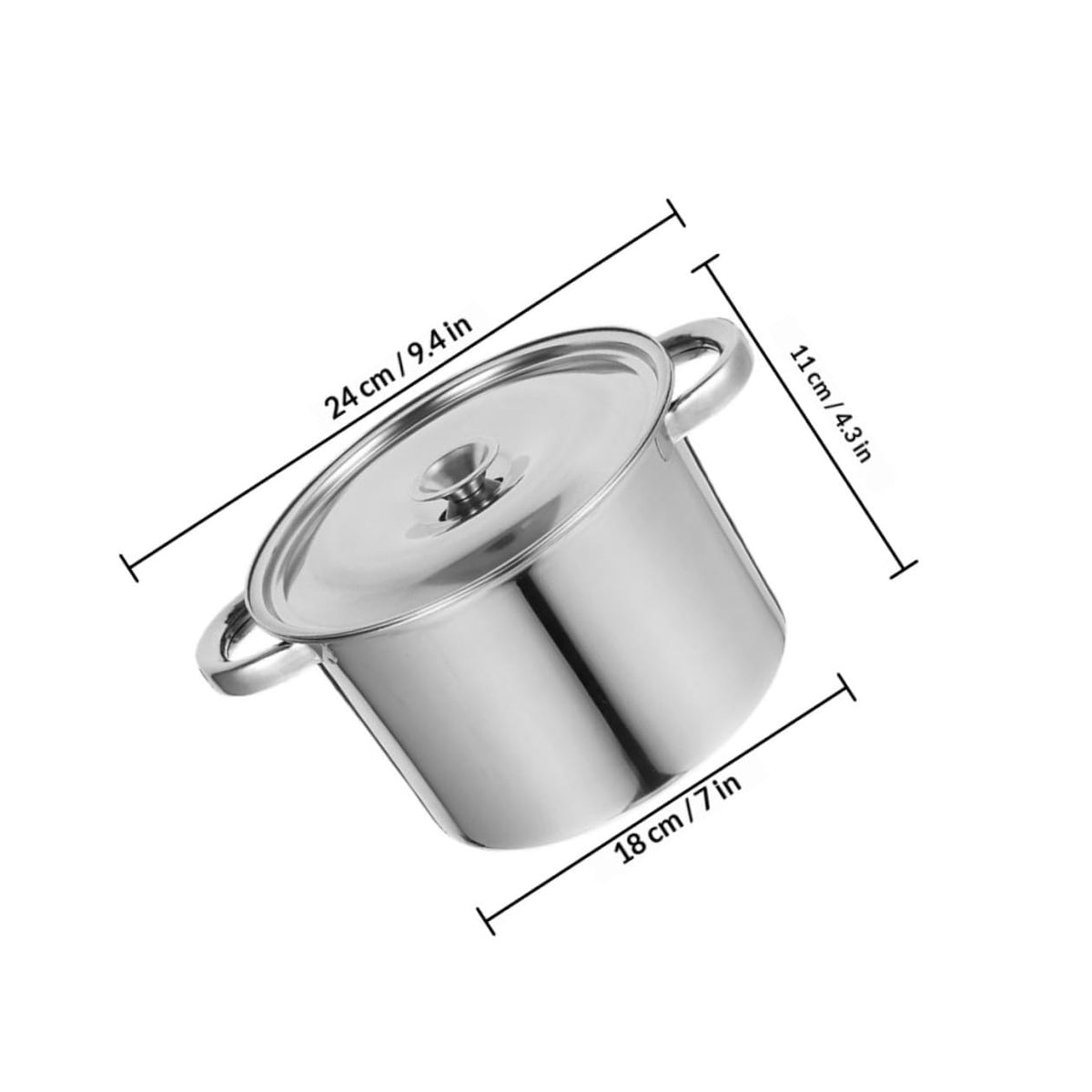 Stainless Steel Double Handle Soup Pot with Lid V589257