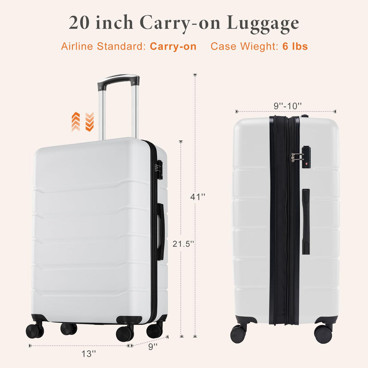 20 Inch Carry On Luggage with Spinner Wheels C191948