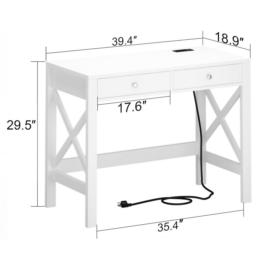 39.4 Inches Computer Desk with 2 Drawers G30538