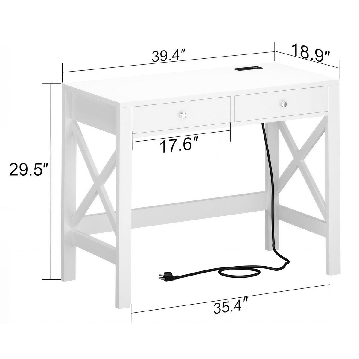 39.4 Inches Computer Desk with 2 Drawers G30538