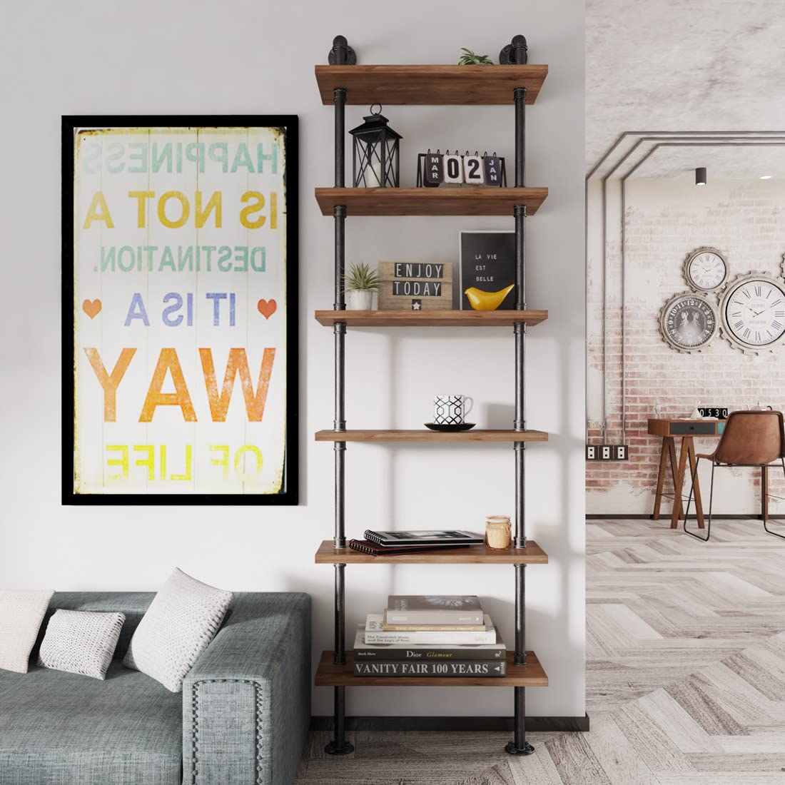 Industrial Pipe 6 Tier Bookshelf P427580