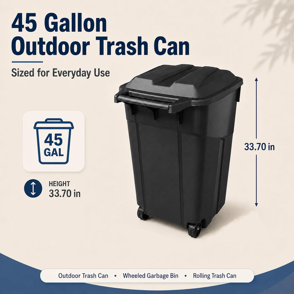 45 Gallon Wheeled Outdoor Trash Can with Lid G8719