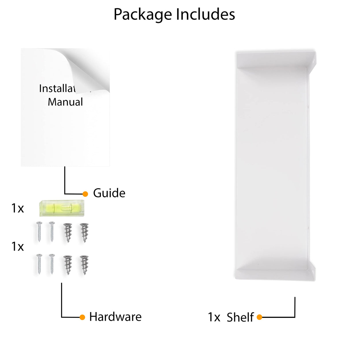 White Metal U Shape Wall Mountable Bookshelf B3218