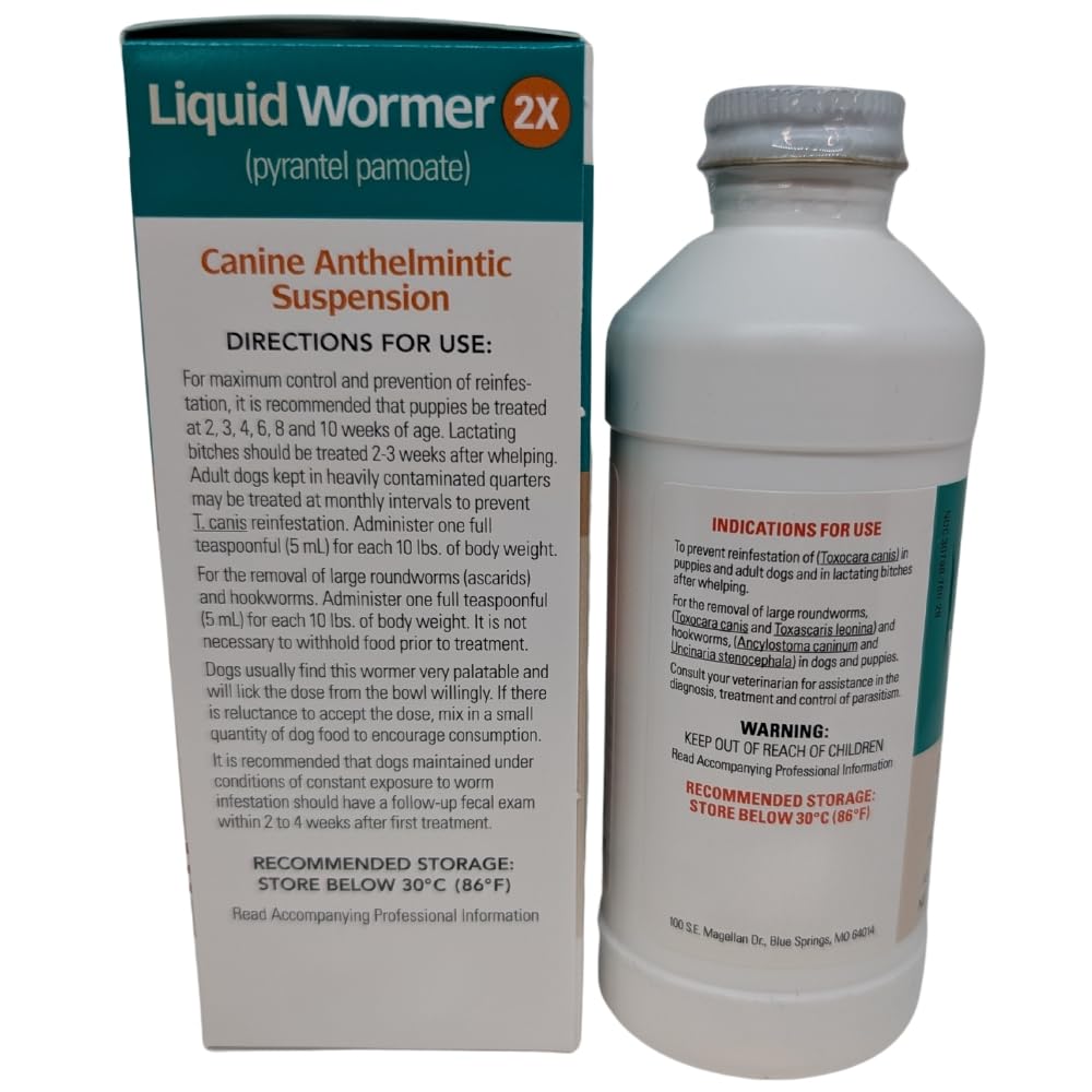 2 oz Pyrantel Pamoate Liquid Wormer for Dogs and Puppies W63802