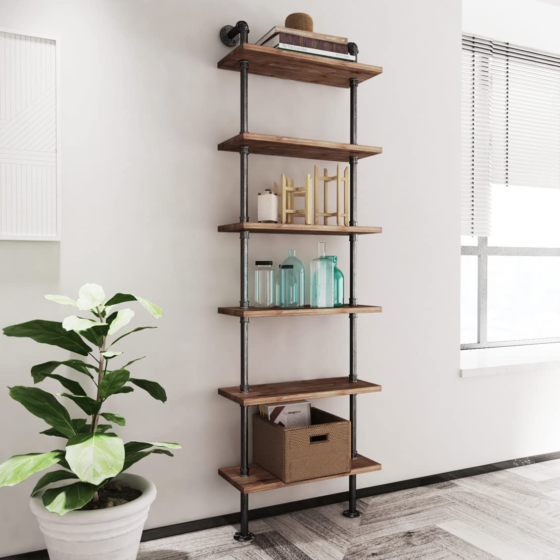Industrial Pipe 6 Tier Bookshelf P427580