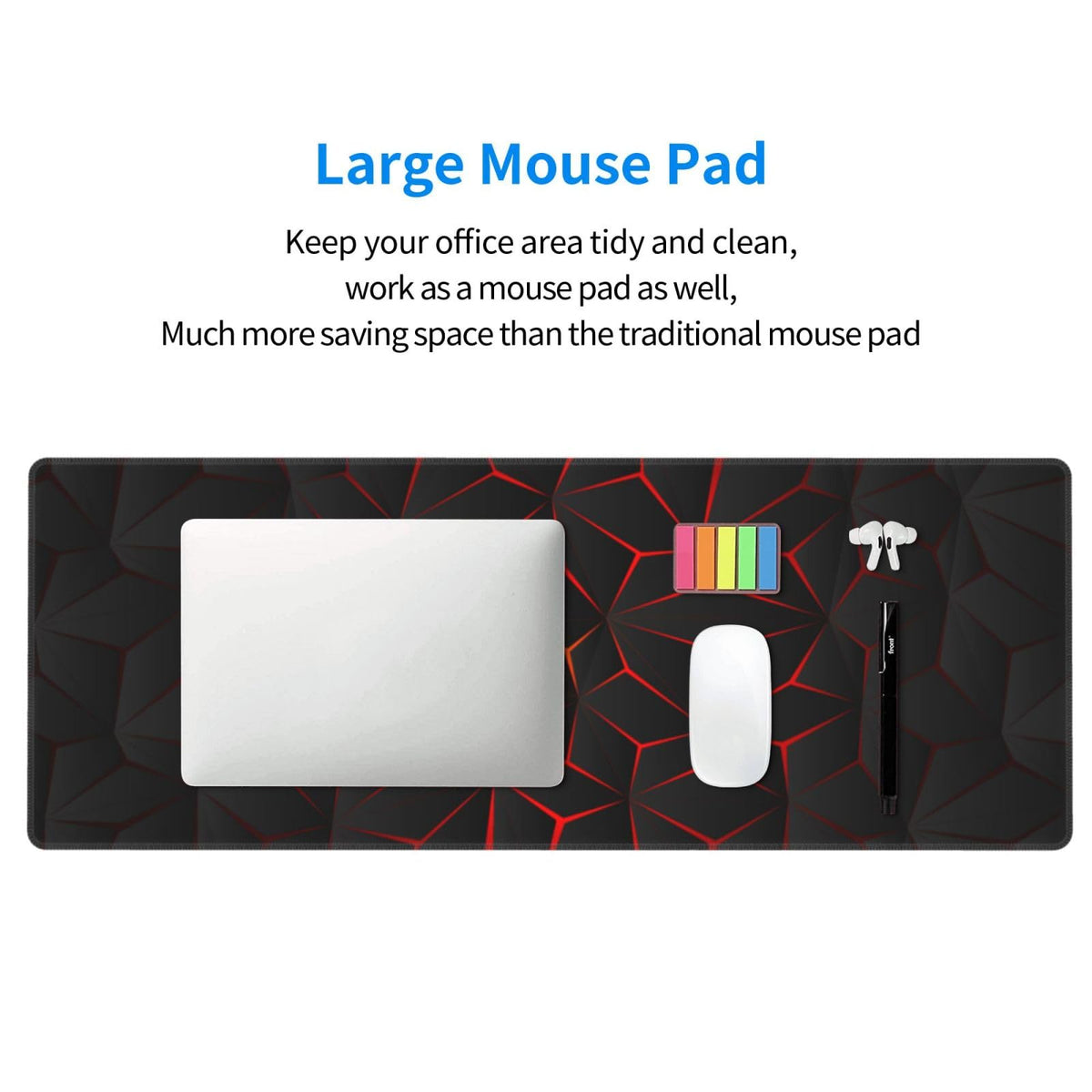 Black Red Large Gaming Mouse Pad 31.5 x 12 inch M603133