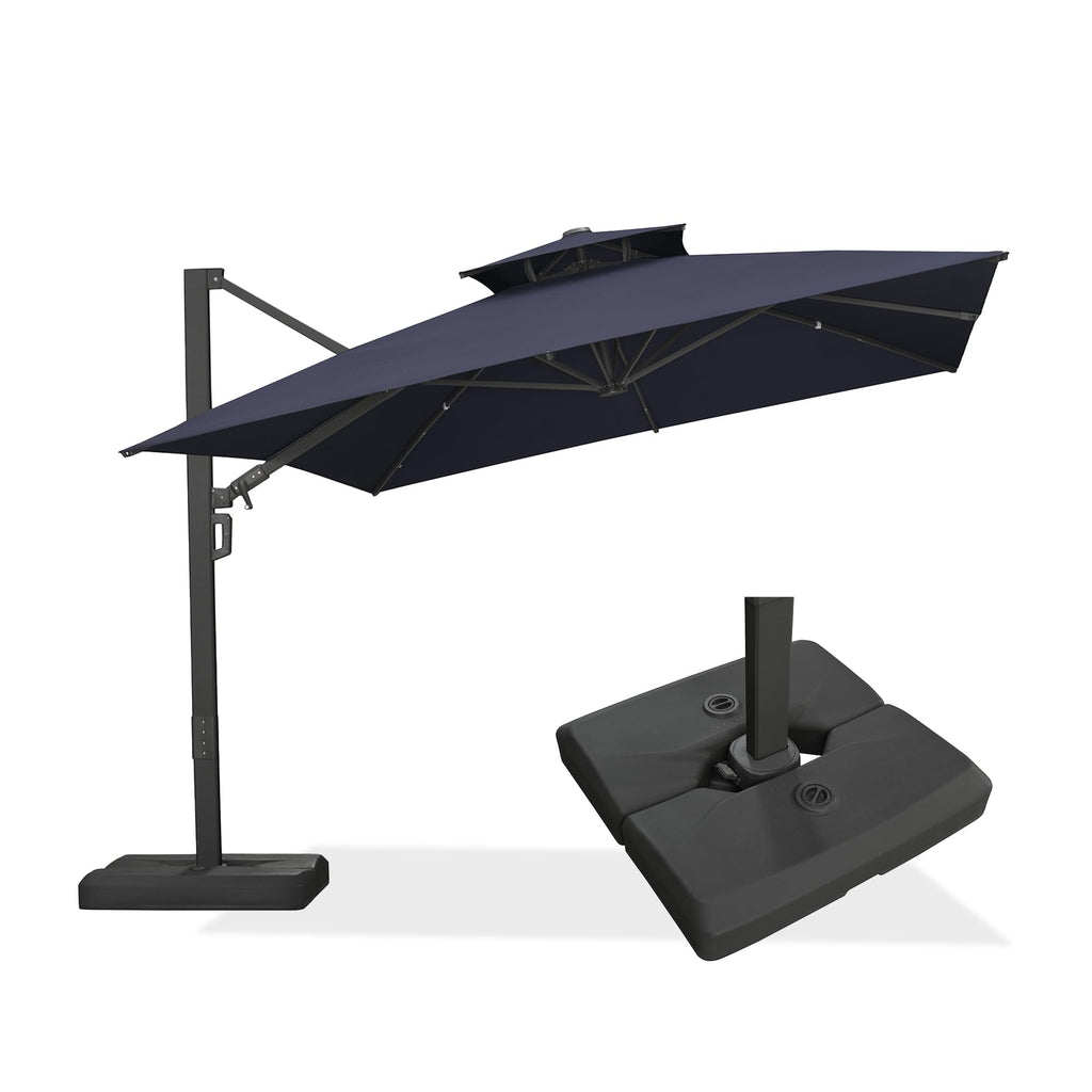 Navy Blue 10' X 13' Dual-Top Cantilever Umbrella with Base B53322