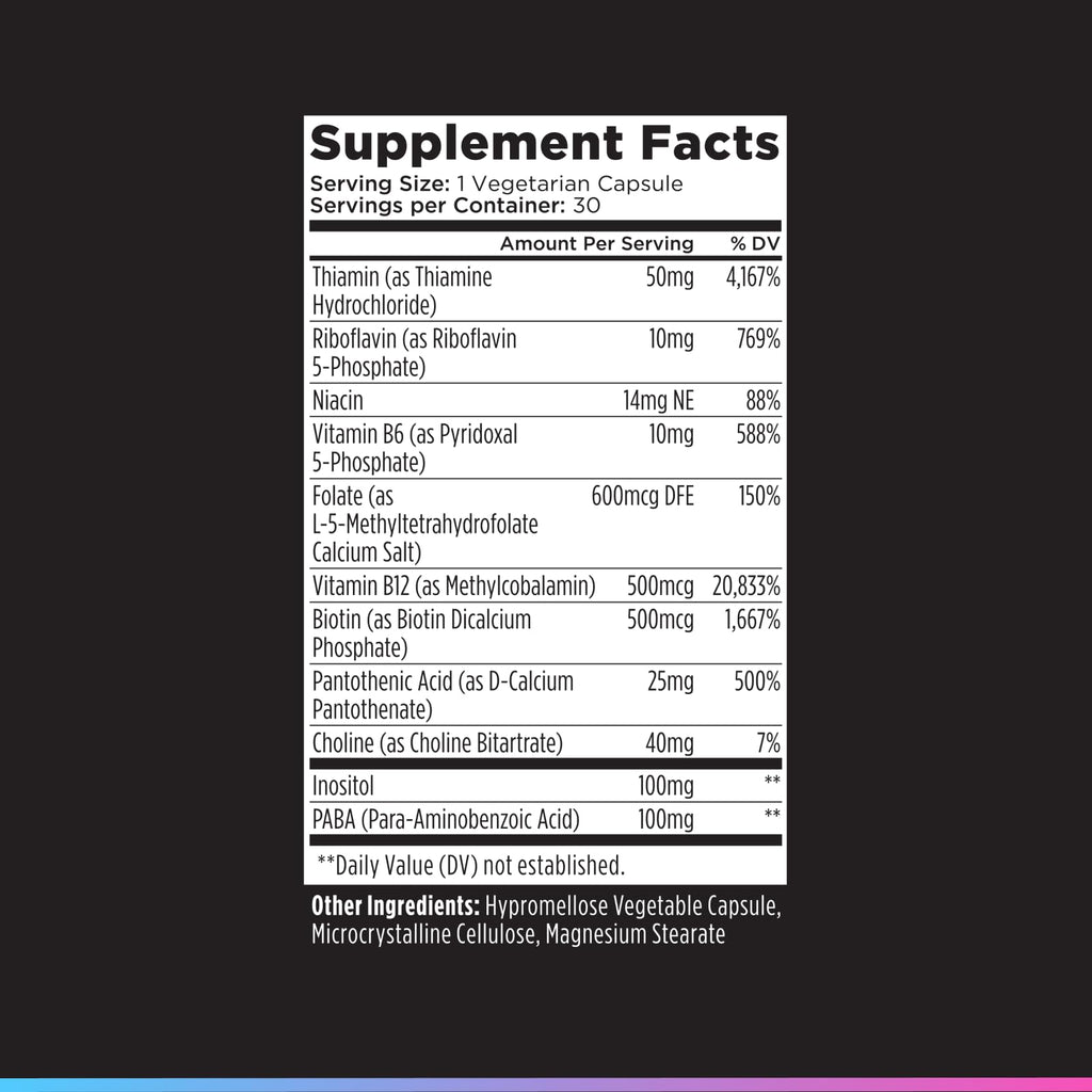 Vitamin B Complex Supplement 30 Capsules B558