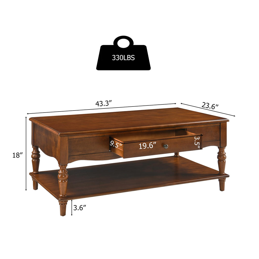 Caramel Brown Coffee Table and Two End Tables with Storage Drawer H7494