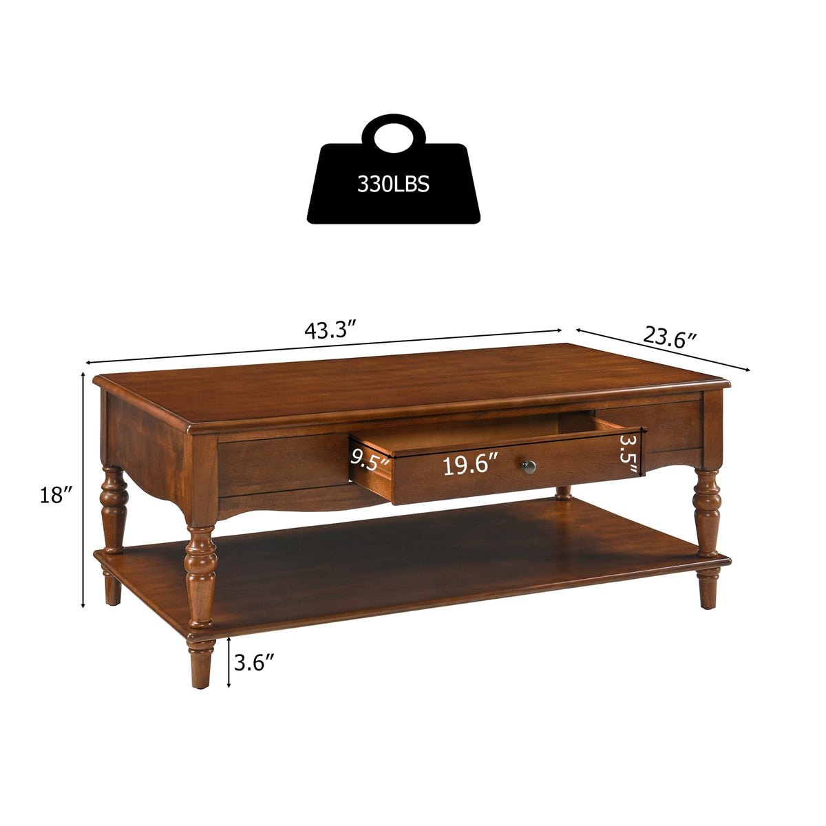 Caramel Brown Coffee Table and Two End Tables with Storage Drawer H7494