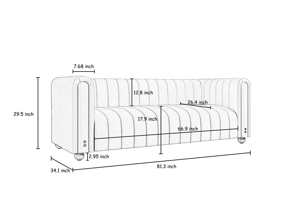 81" Velvet Sofa for 3 Person R62721