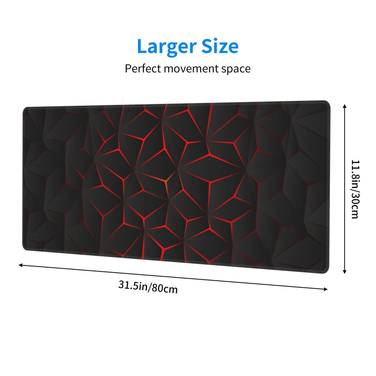 Black Red Large Gaming Mouse Pad 31.5 x 12 inch M603133