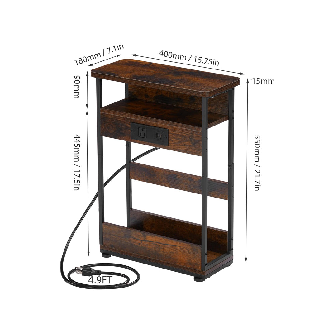 Narrow Side Table with Charging Station Q3729