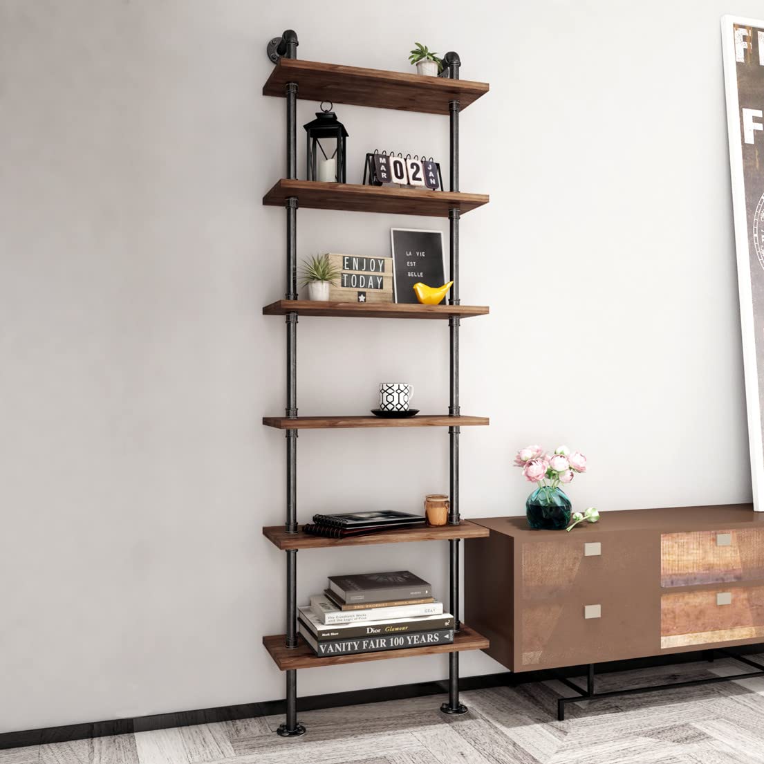 Industrial Pipe 6 Tier Bookshelf P427580