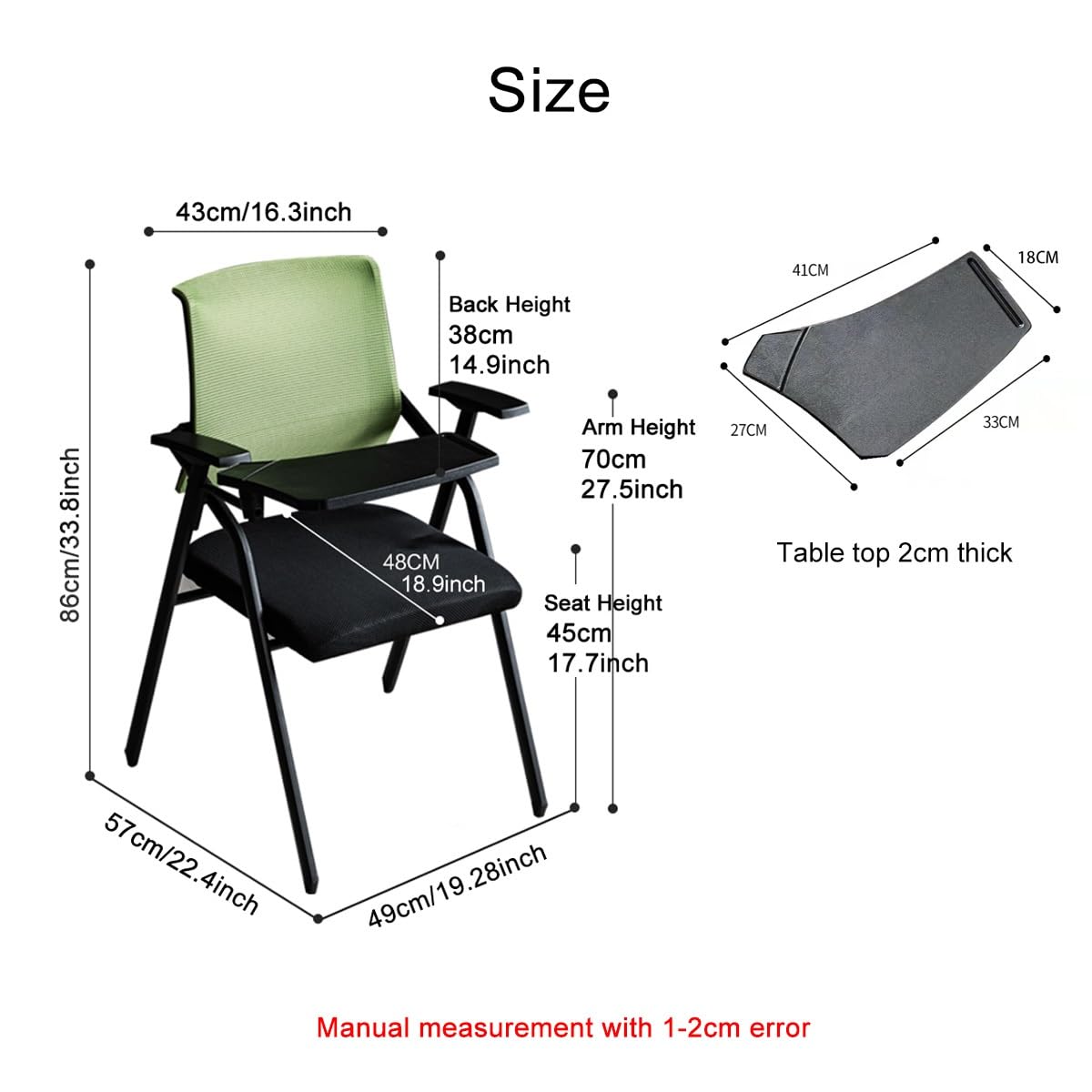 Foldable Mesh Office Chair with Writing Board P363