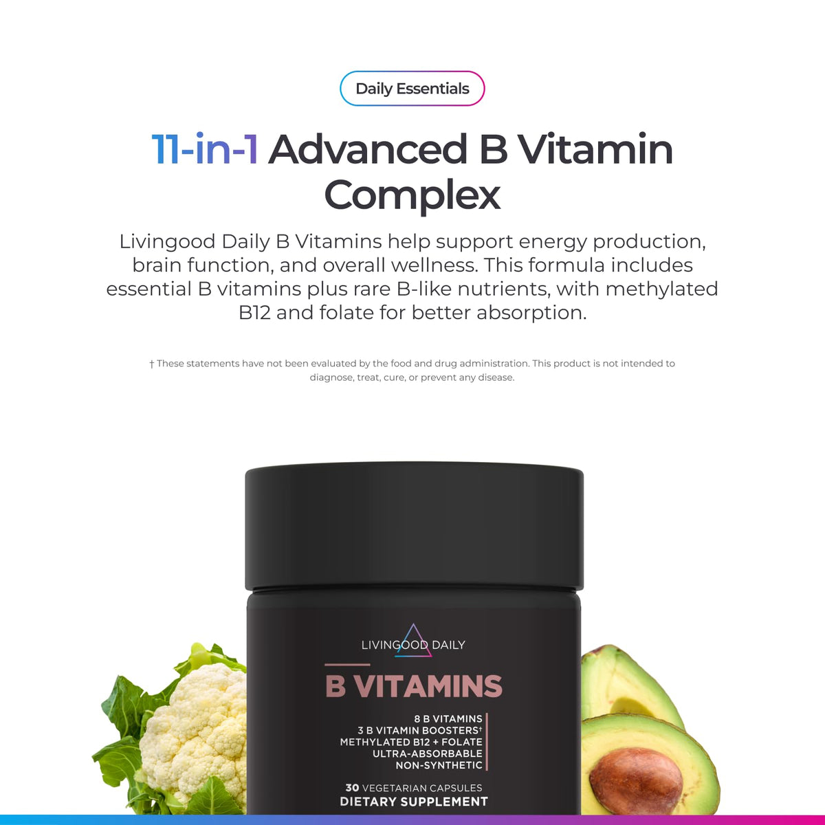Vitamin B Complex Supplement 30 Capsules B558