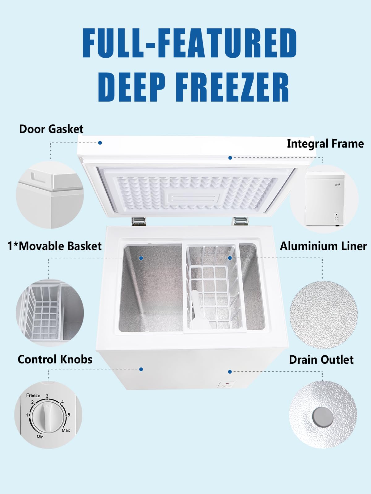 3.5 Cu.Ft Chest Freezer with Removable Basket, White V426373