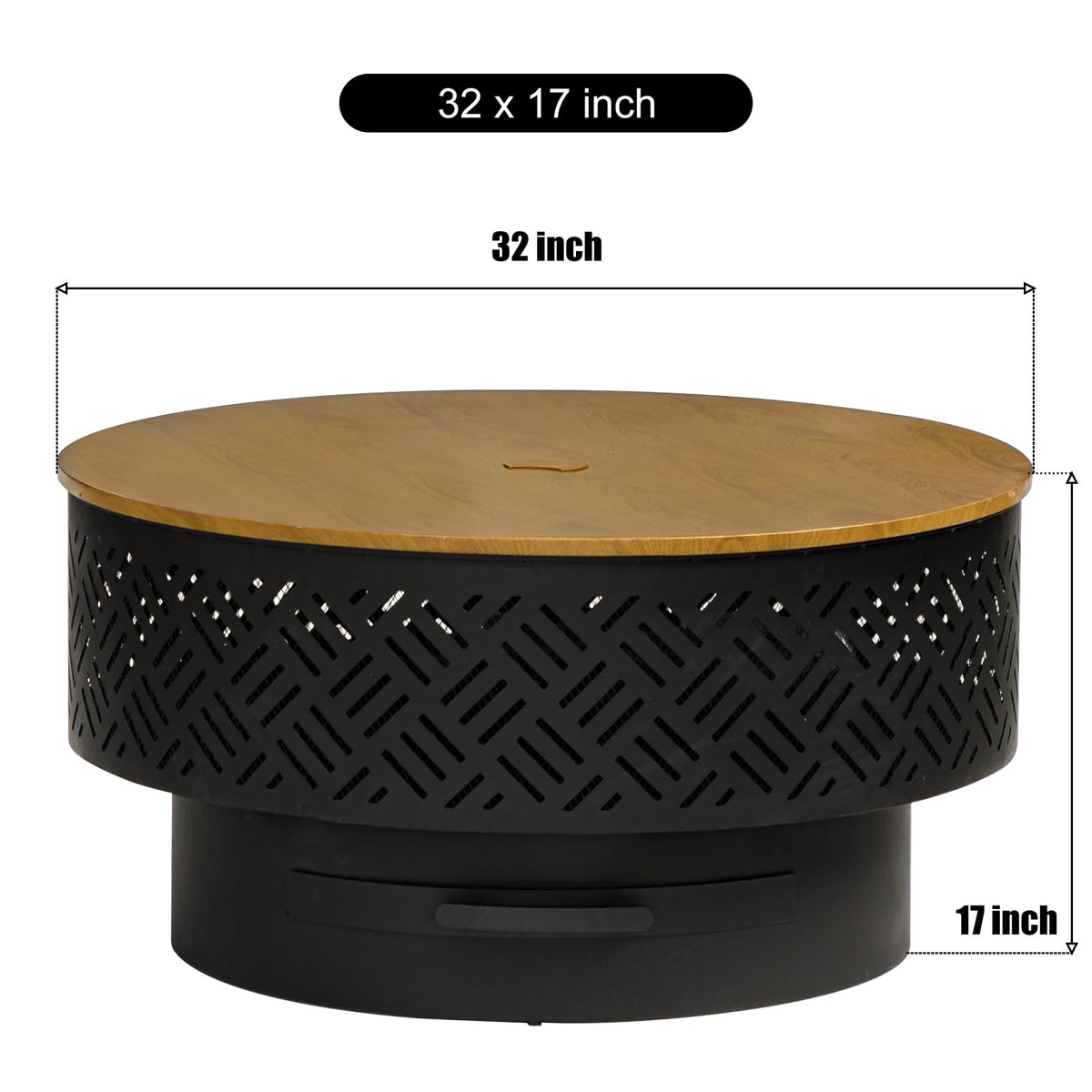32 Inch Wood Burning Fire Pit with Grill & Lid L701220
