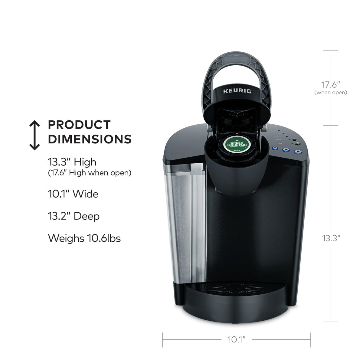 Single Serve K-Cup Pod Coffee Maker with 3 Brew Sizes, Black G515