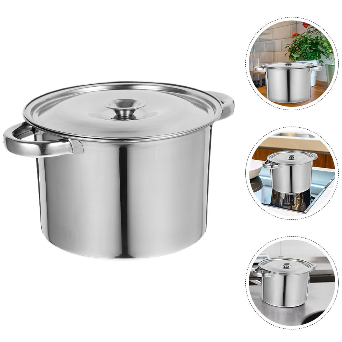Stainless Steel Double Handle Soup Pot with Lid V589257