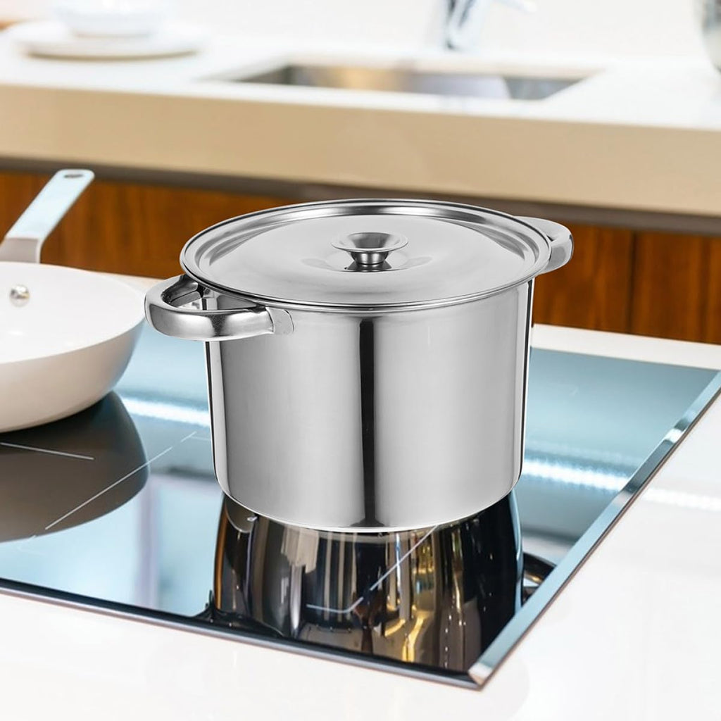 Stainless Steel Double Handle Soup Pot with Lid V589257