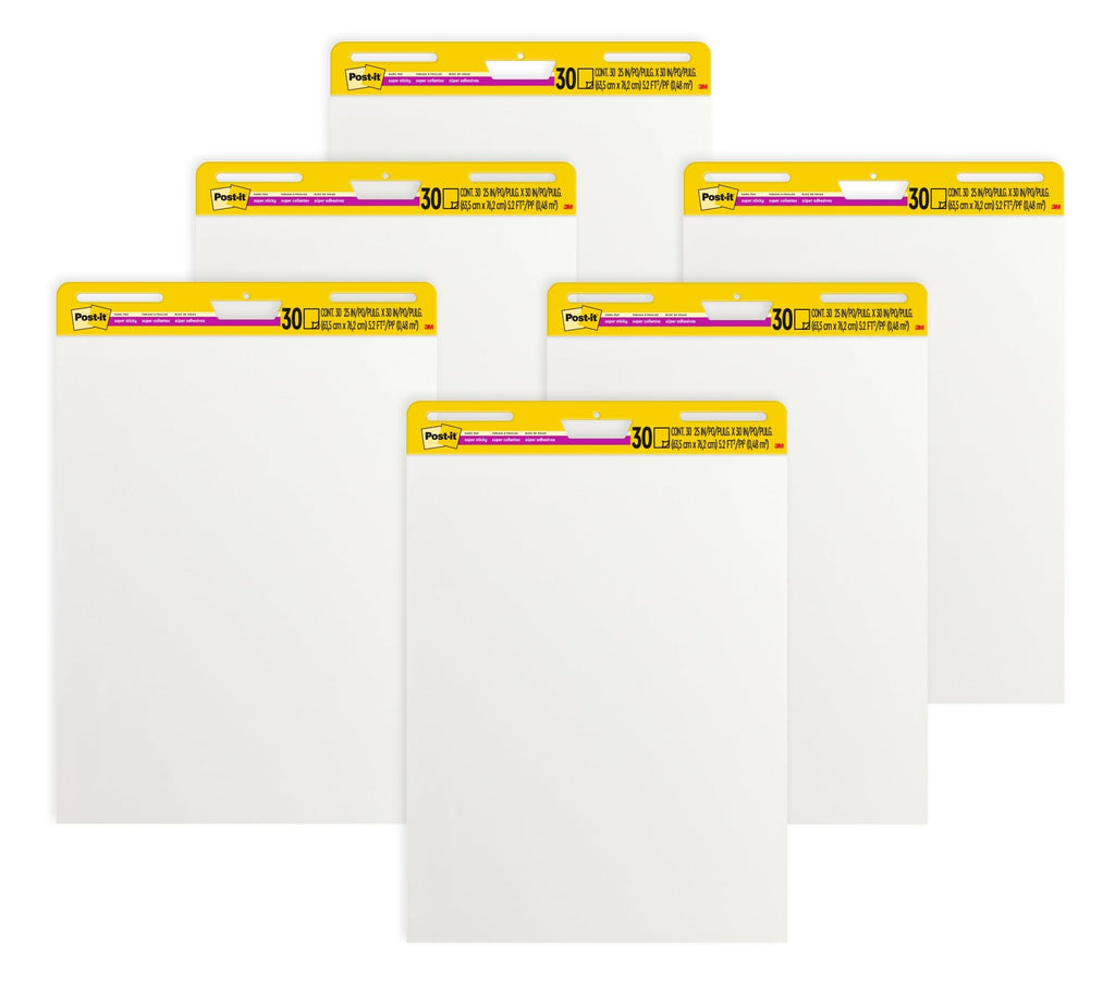 Super Sticky Easel Pad 25" x 30" 30 Sheets 6-Pack S864