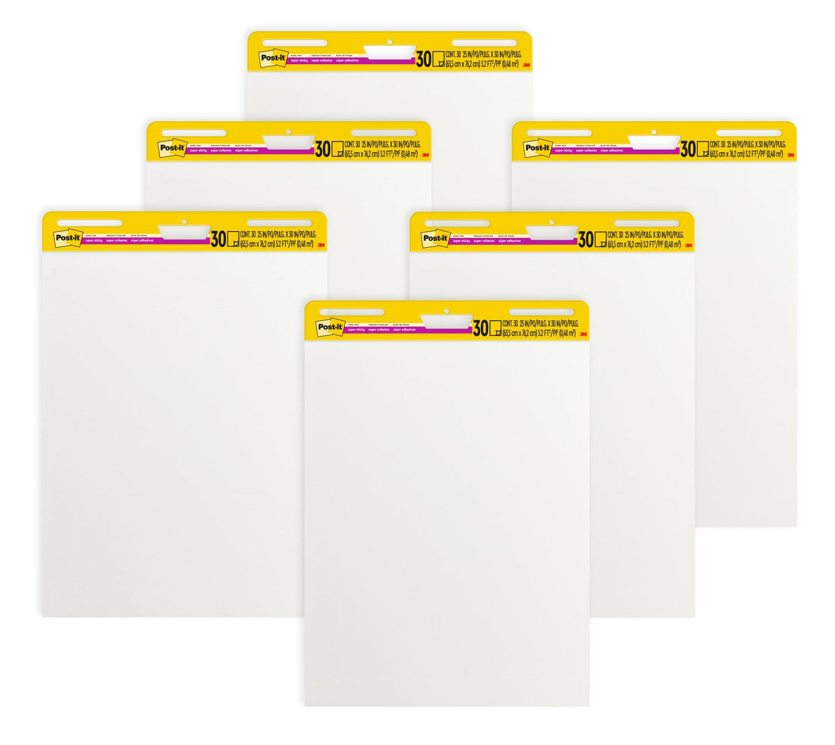 Super Sticky Easel Pad 25" x 30" 30 Sheets 6-Pack S864