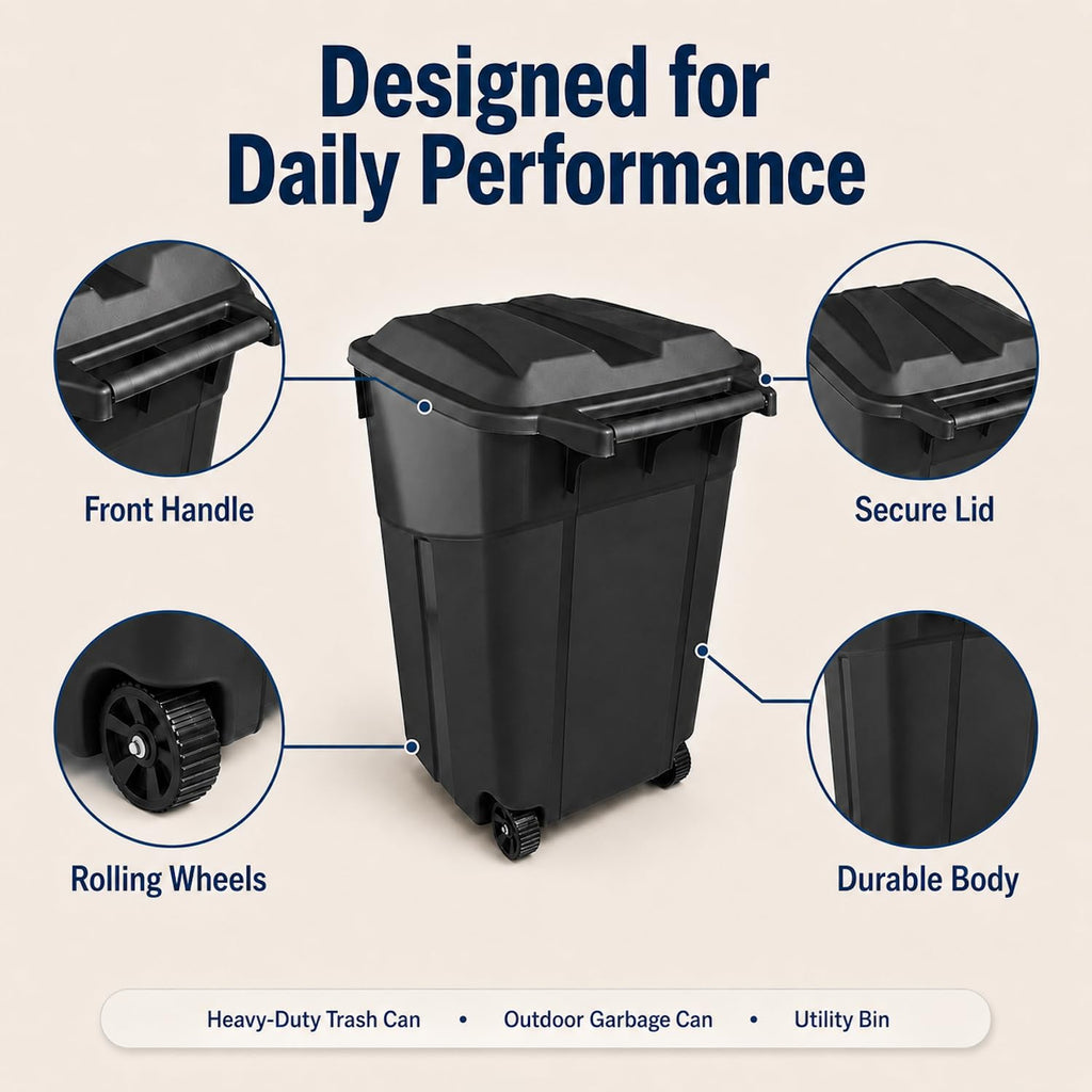 45 Gallon Wheeled Outdoor Trash Can with Lid G8719