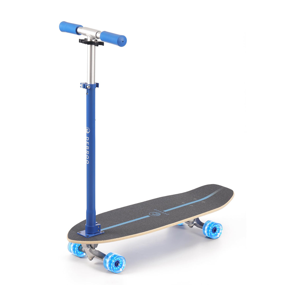 2-in-1 Kids Skateboard & Scooter with LED Light-Up Wheels, Adjustable Height, Blue Q144