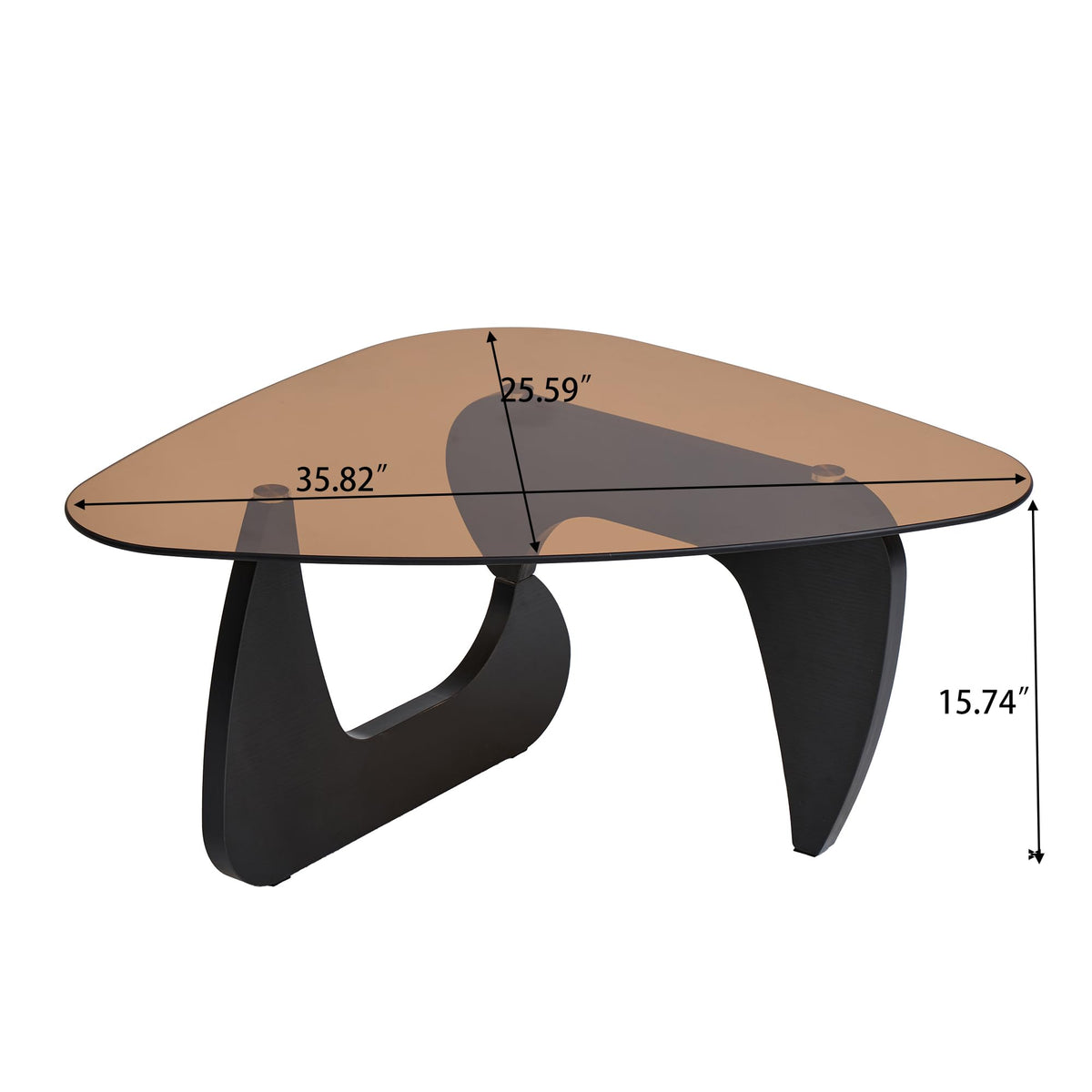 Brown Glass Coffee Table with Wood Base G6729