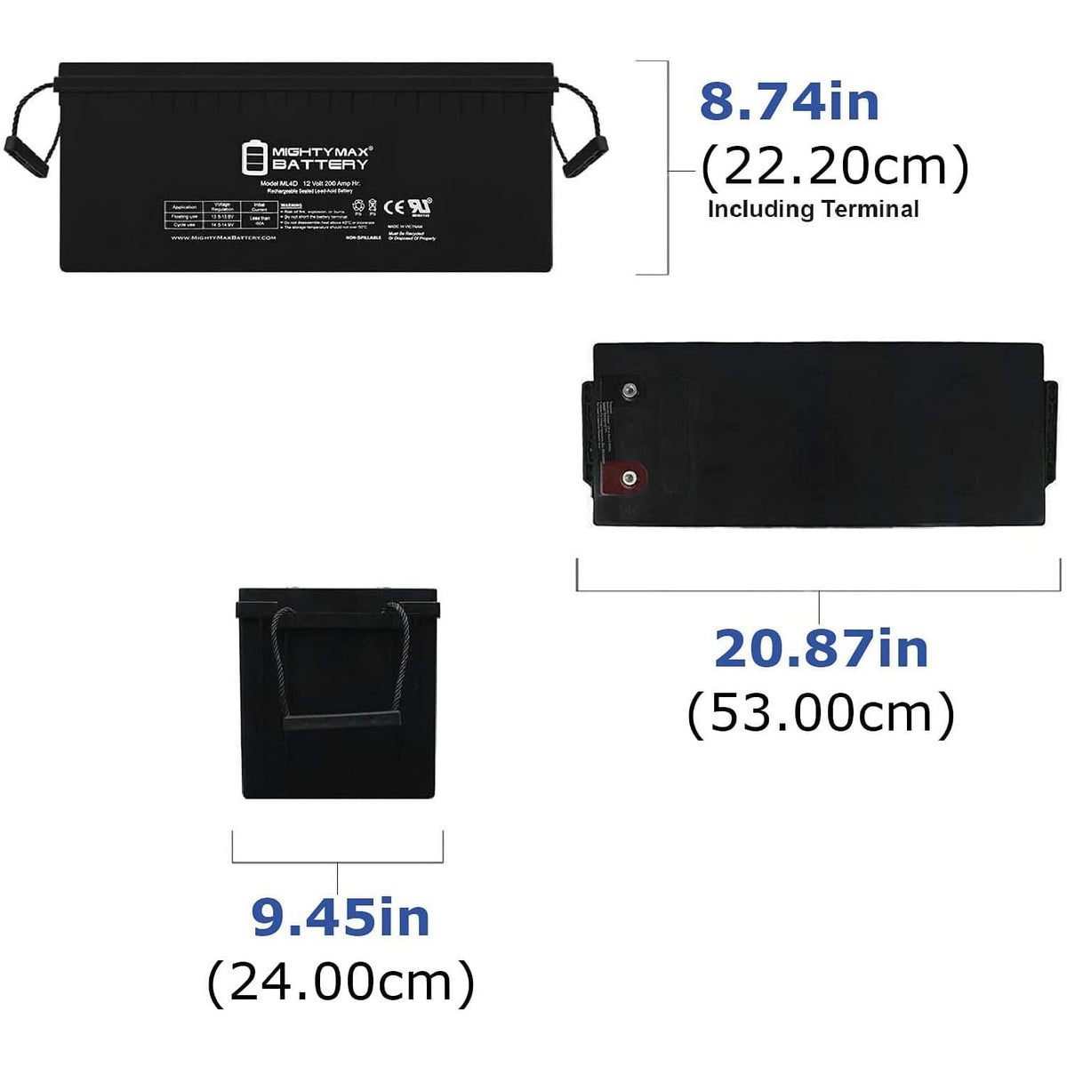 12V 200 Amps Sealed Lead-Acid Battery 4 Pack E860