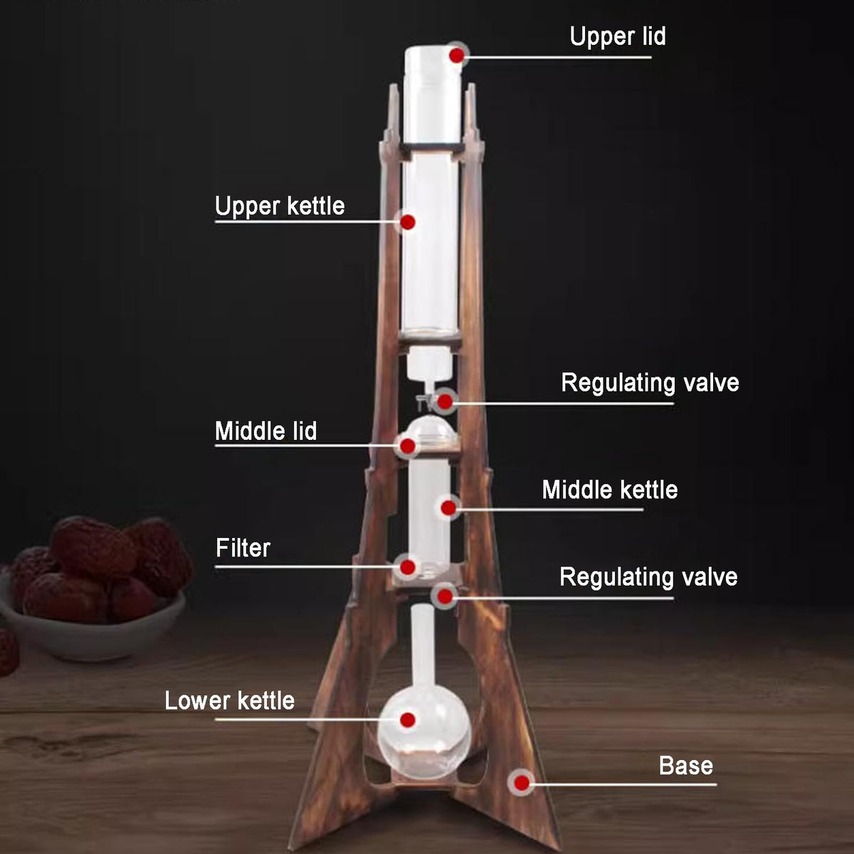 Ice Drip Coffee Maker with Wooden Frame and Glassware Q863