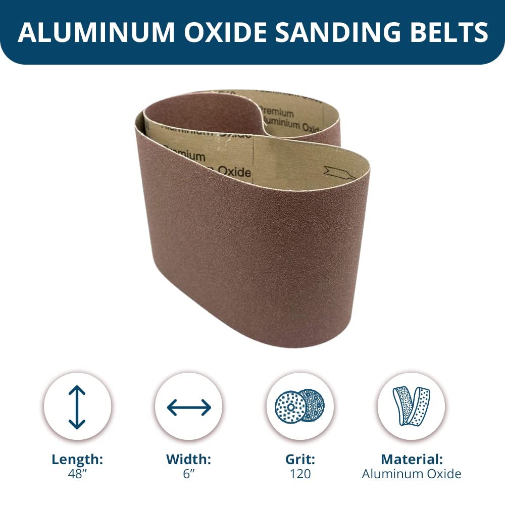 6” x 48” Aluminum Oxide Sanding Belts 120 Grit 2 Pack F3859