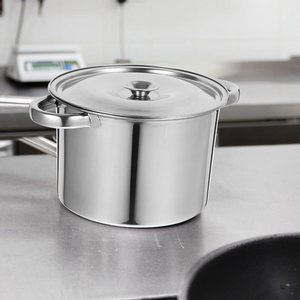 Stainless Steel Double Handle Soup Pot with Lid V589257