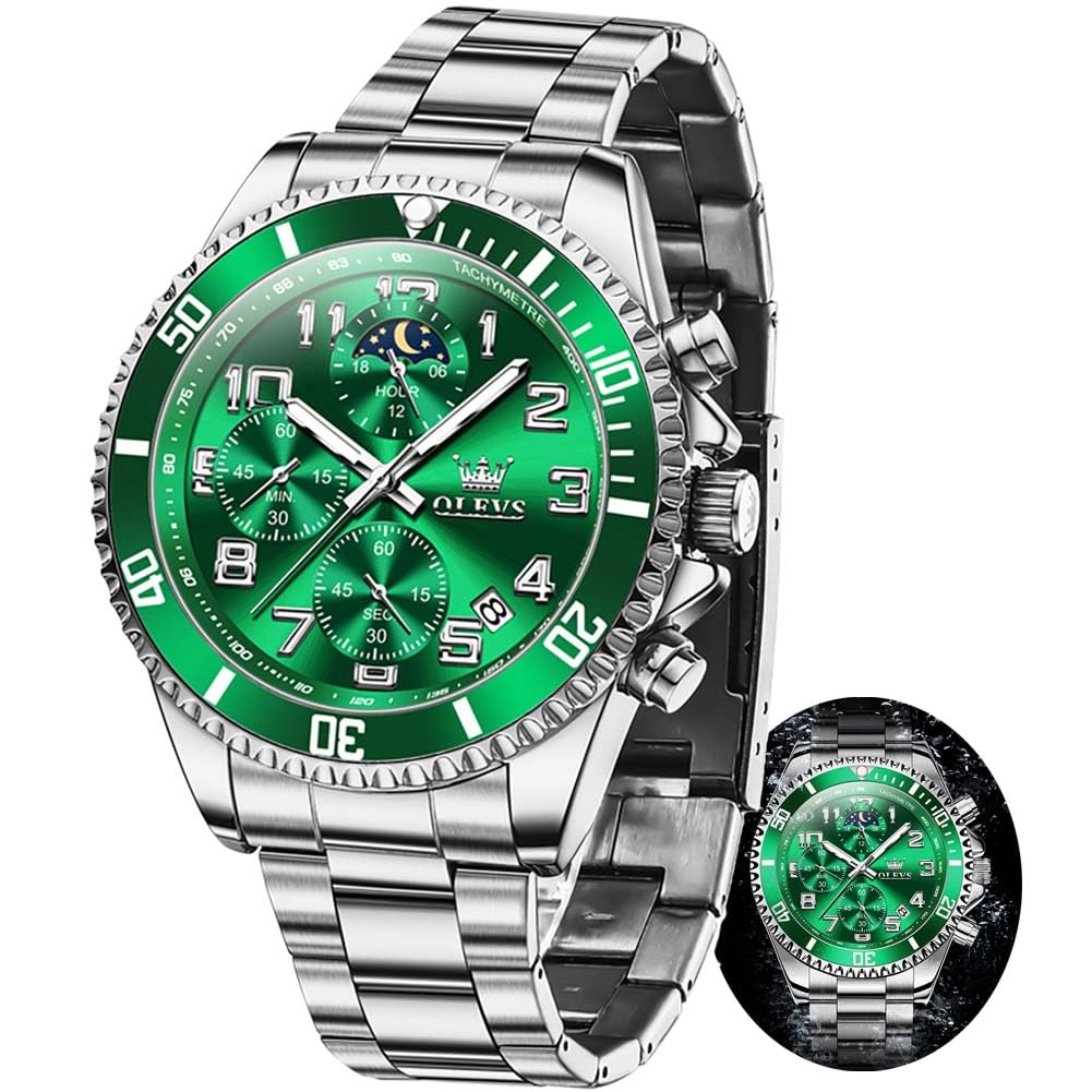 Men Luxury Chronograph Stainless Steel Waterproof Quartz Analog Watch H195730