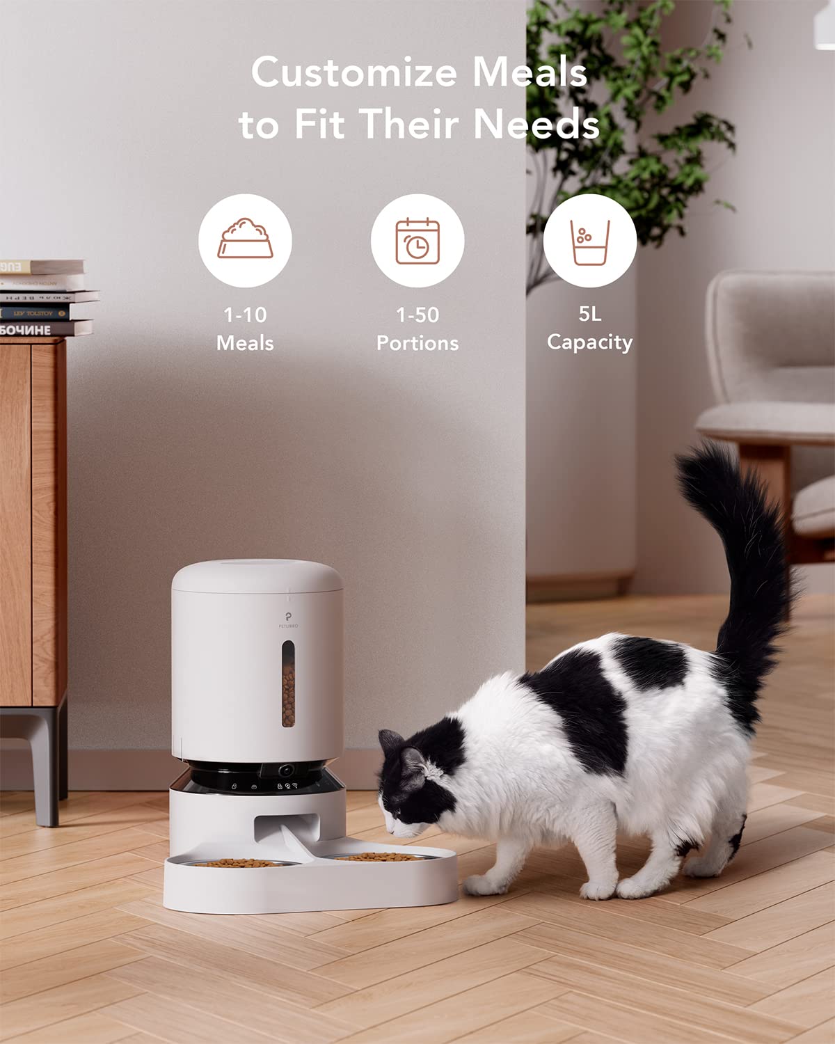Automatic Cat Feeder with Camera 1080P HD Video 5G WiFi 2-Way Audio I434