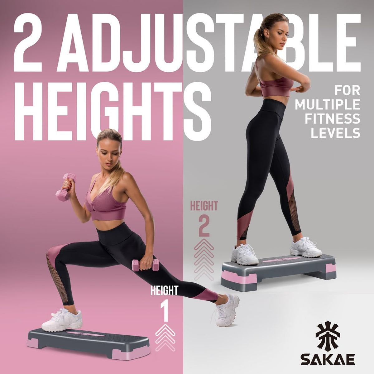 Adjustable Non-Slip Step Aerobics Platform Set M4112